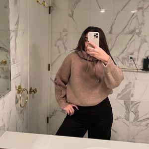 Hooded cropped knot sweater